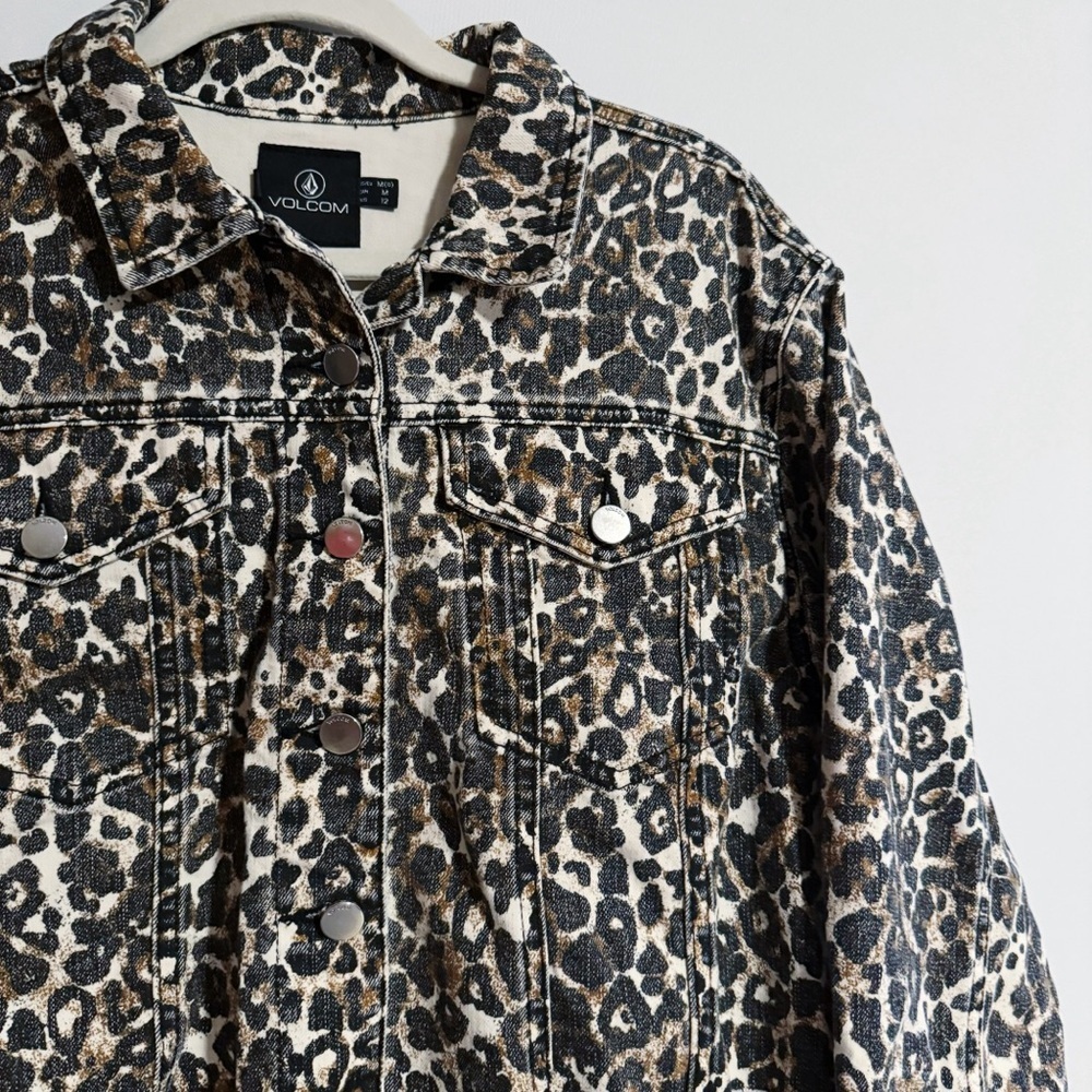 Volcom - Leopard Print Denim Crop Jacket - image 4